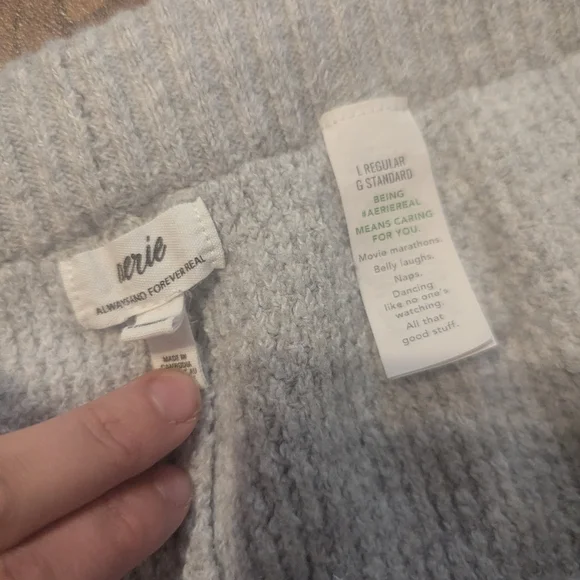 Aerie Womens Pants Waffle Knit Joggers Sweatpants Gray Size Large Drawstring - Picture 5 of 6